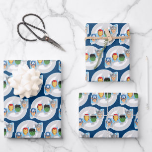 Avengers Character Faces Over Logo Wrapping Paper Sheet