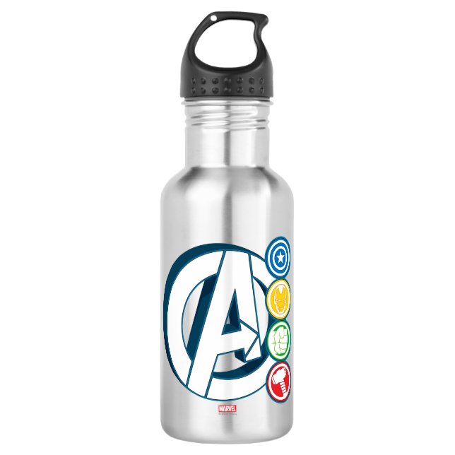 Avengers Character Logos 532 Ml Water Bottle (Front)