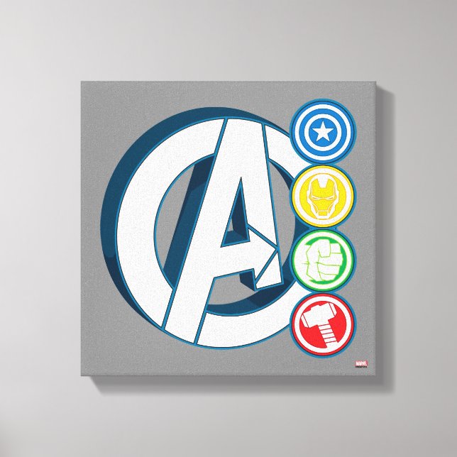 Avengers Character Logos Canvas Print (Front)