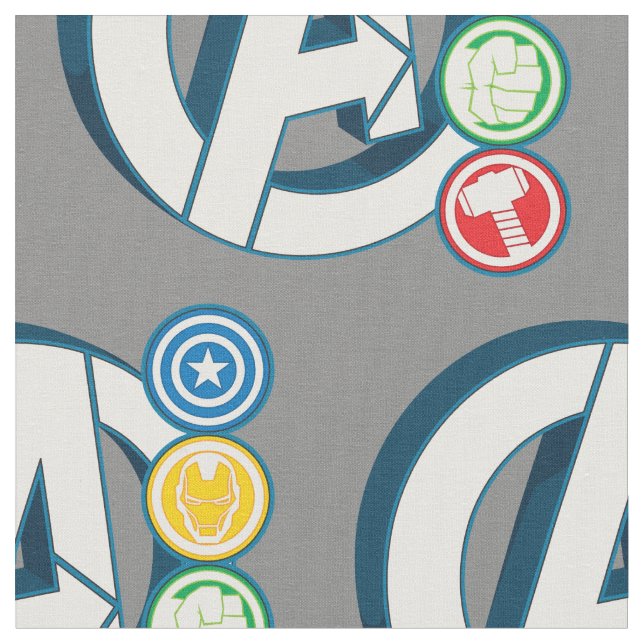 Avengers Character Logos Fabric (Close Up)