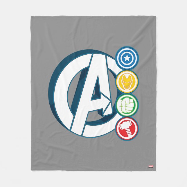 Avengers Character Logos Fleece Blanket (Front)