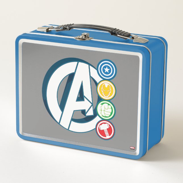 Avengers Character Logos Metal Lunch Box (Front)