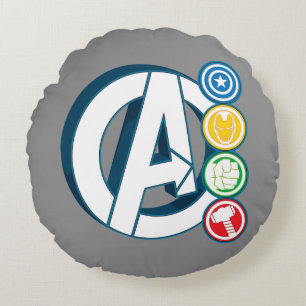 Avengers Character Logos Round Pillow