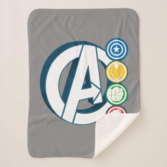 Avengers Character Logos Sherpa Blanket (Front)
