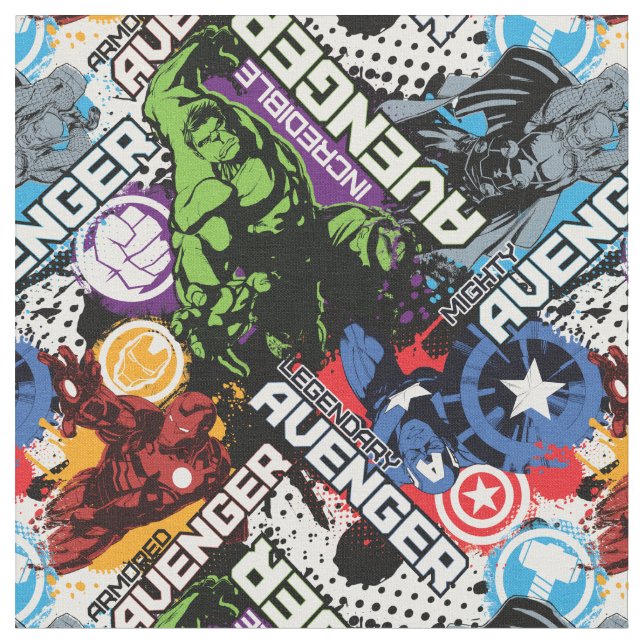 Avengers Character Pattern Fabric (Close Up)