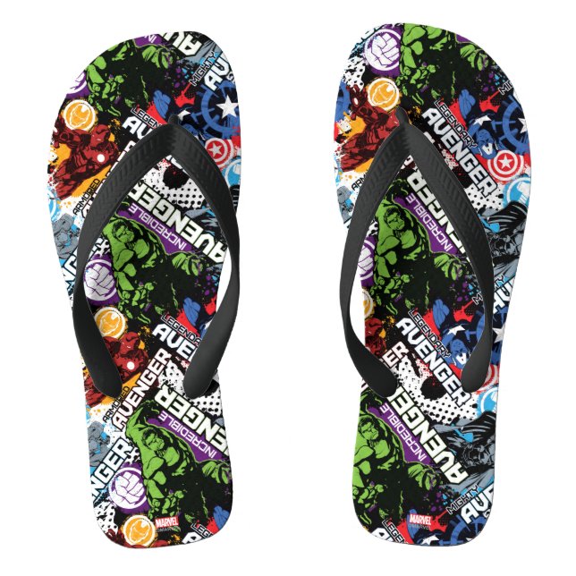 Avengers Character Pattern Flip Flops (Footbed)