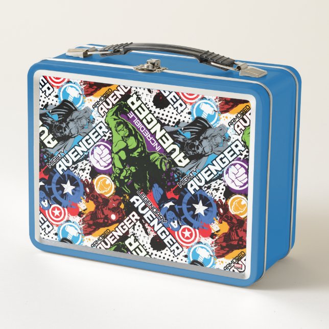 Avengers Character Pattern Metal Lunch Box (Front)