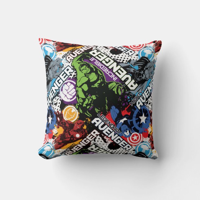 Avengers Character Pattern Throw Pillow (Front)