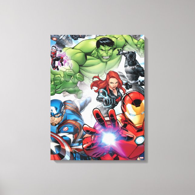 Avengers Classics | Avengers Assemble Into Action Canvas Print (Front)