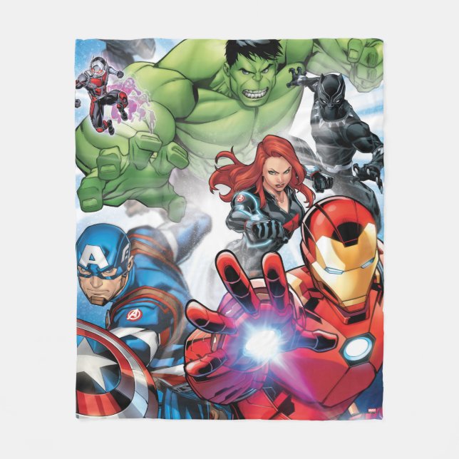 Avengers Classics | Avengers Assemble Into Action Fleece Blanket (Front)