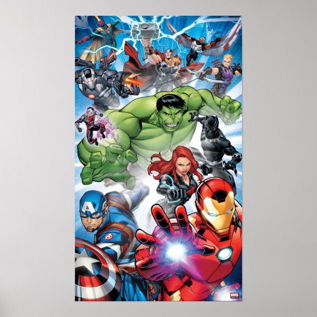 Avengers Classics | Avengers Assemble Into Action Poster (Front)