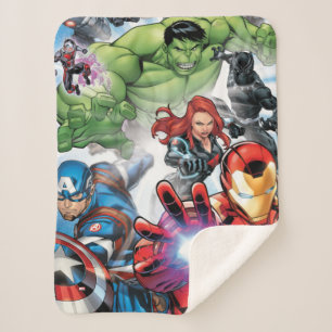 Avengers Classics Avengers Assemble Into Action Sherpa Blanket
