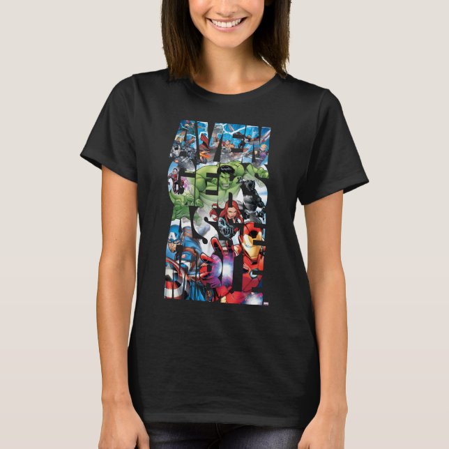 Avengers Classics | Avengers Assemble Into Action T-Shirt (Front)