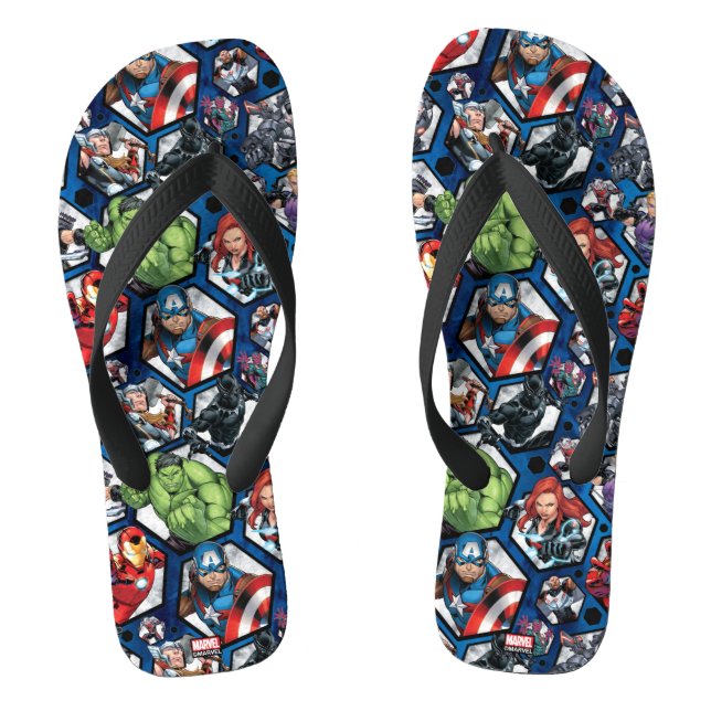 Avengers Classics | Avengers Hexagonal Pattern Flip Flops (Footbed)
