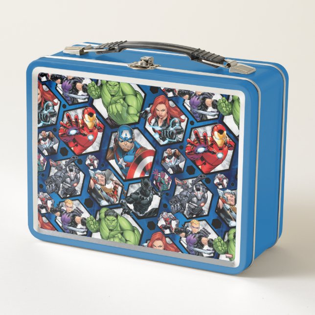 Avengers Classics | Avengers Hexagonal Pattern Metal Lunch Box (Front)