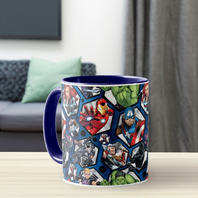 Avengers Classics | Avengers Hexagonal Pattern Mug (Mug on table)