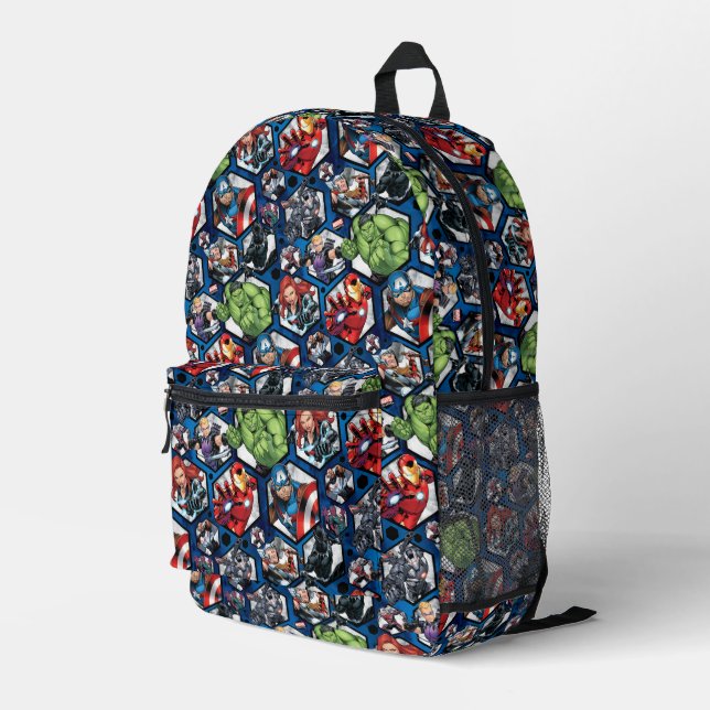 Avengers Classics | Avengers Hexagonal Pattern Printed Backpack (Back Corner Right)