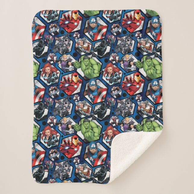 Avengers Classics | Avengers Hexagonal Pattern Sherpa Blanket (Front)