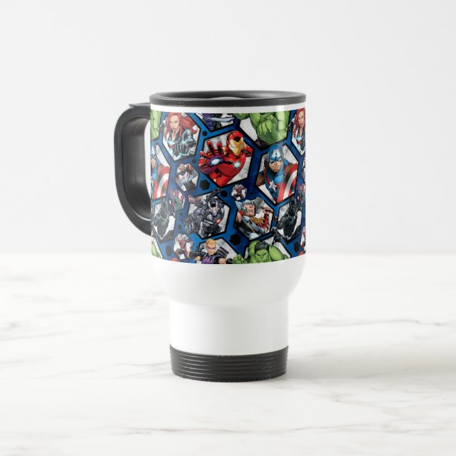 Avengers Classics | Avengers Hexagonal Pattern Travel Mug (Front Left)
