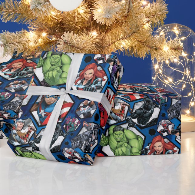 Avengers Classics | Avengers Hexagonal Pattern Wrapping Paper (Holidays)