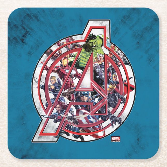 Avengers Classics | Avengers Inside Logo Square Paper Coaster (Front)