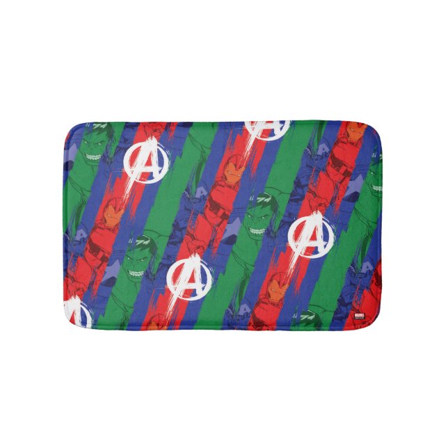 Avengers Classics | Avengers Paint Stripes Pattern Bath Mat (Front)
