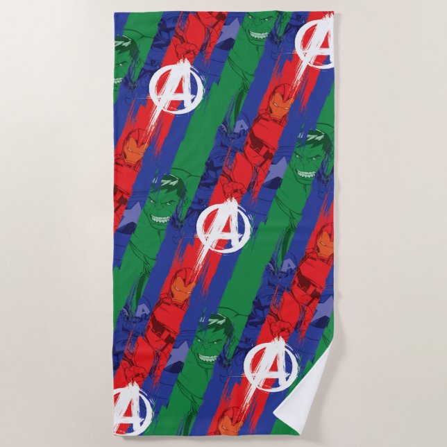 Avengers Classics | Avengers Paint Stripes Pattern Beach Towel (Front)