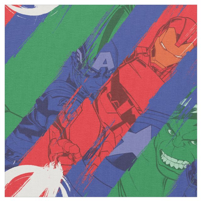 Avengers Classics | Avengers Paint Stripes Pattern Fabric (Close Up)