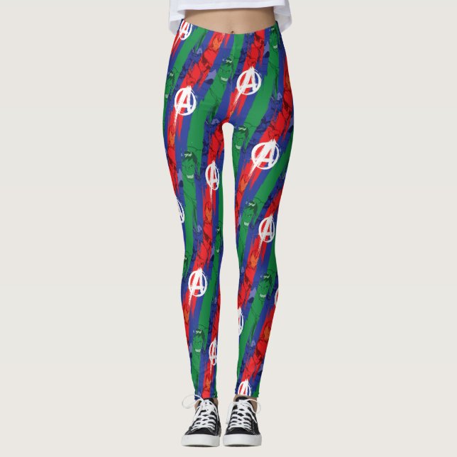 Avengers Classics | Avengers Paint Stripes Pattern Leggings (Front)
