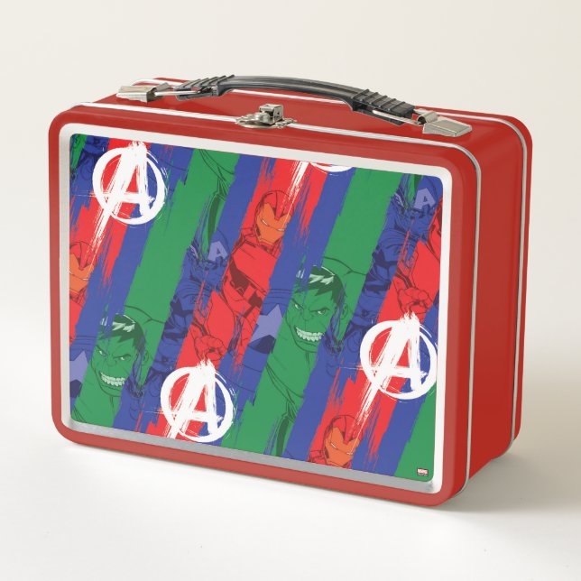 Avengers Classics | Avengers Paint Stripes Pattern Metal Lunch Box (Front)