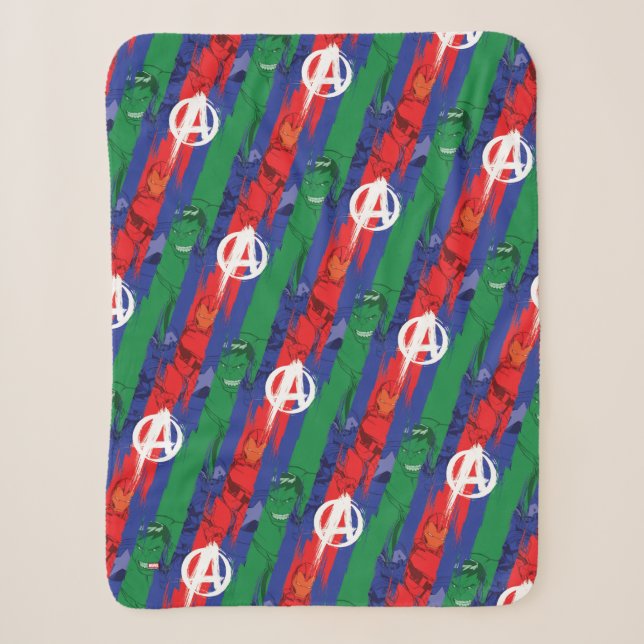 Avengers Classics | Avengers Paint Stripes Pattern Sherpa Blanket (Front)