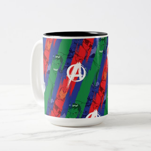 Avengers Classics | Avengers Paint Stripes Pattern Two-Tone Coffee Mug (Front Left)