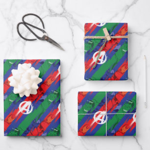 Avengers Classics   Avengers Paint Stripes Pattern Wrapping Paper Sheet