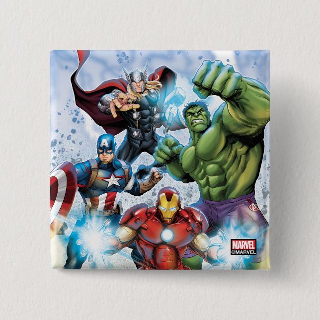 Avengers Classics | Avengers Prepared To Attack 2 Inch Square Button (Front)