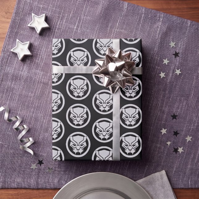 Avengers Classics | Black Panther Icon Wrapping Paper (Simulated gift on table)