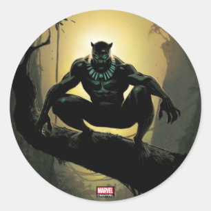 Avengers Classics   Black Panther In Tree Classic Round Sticker