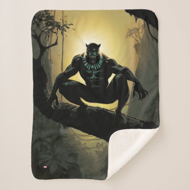 Avengers Classics | Black Panther In Tree Sherpa Blanket (Front)