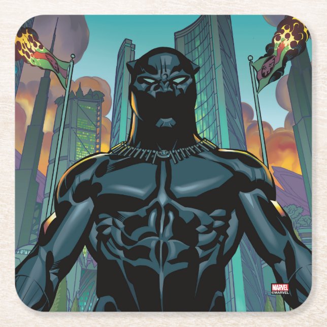 Avengers Classics | Black Panther In Wakanda Square Paper Coaster (Front)