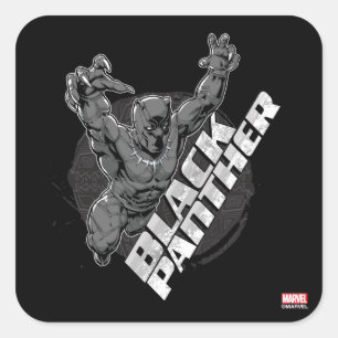 Avengers Classics   Black Panther Leap Badge Square Sticker