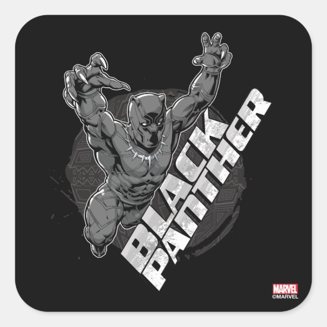 Avengers Classics | Black Panther Leap Badge Square Sticker (Front)
