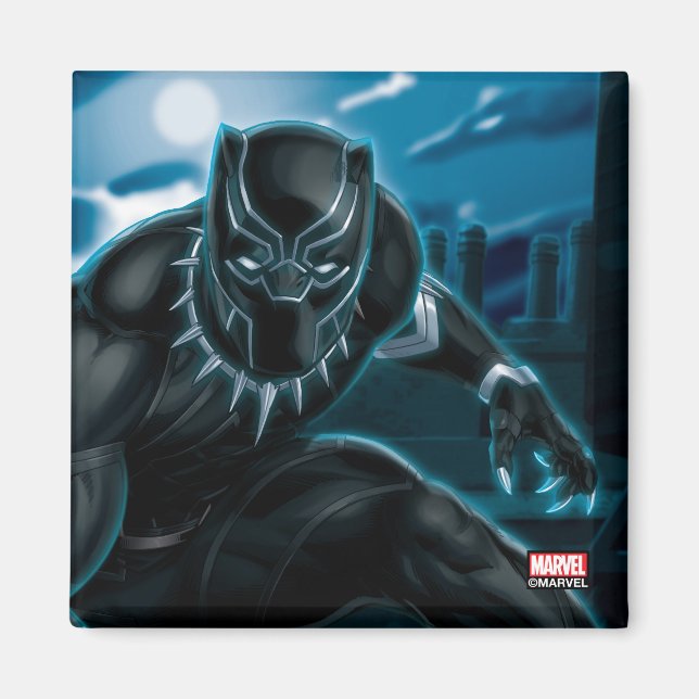 Avengers Classics | Black Panther On Rooftop Magnet (Front)