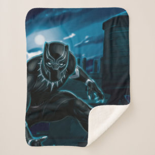 Avengers Classics   Black Panther On Rooftop Sherpa Blanket