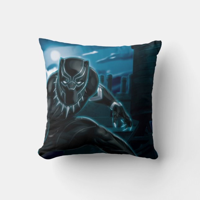 Avengers Classics | Black Panther On Rooftop Throw Pillow (Front)