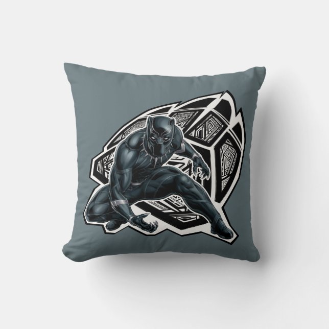Avengers Classics | Black Panther Paw Badge Throw Pillow (Front)
