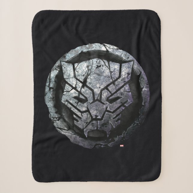 Avengers Classics | Black Panther Stone Emblem Sherpa Blanket (Front)