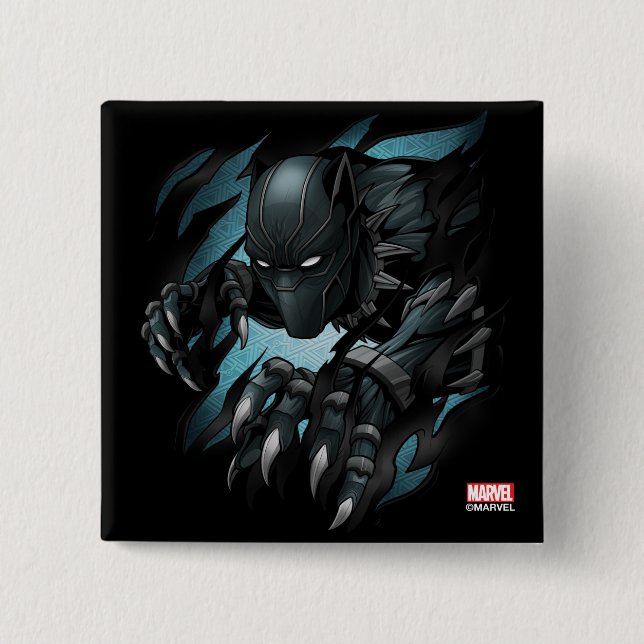 Avengers Classics | Black Panther Tearing Through 2 Inch Square Button (Front)