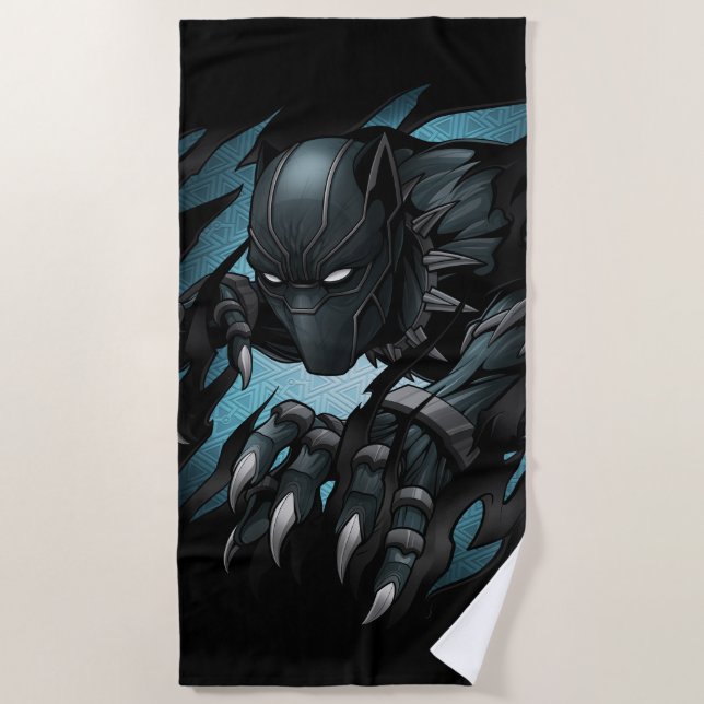 Avengers Classics | Black Panther Tearing Through Beach Towel (Front)