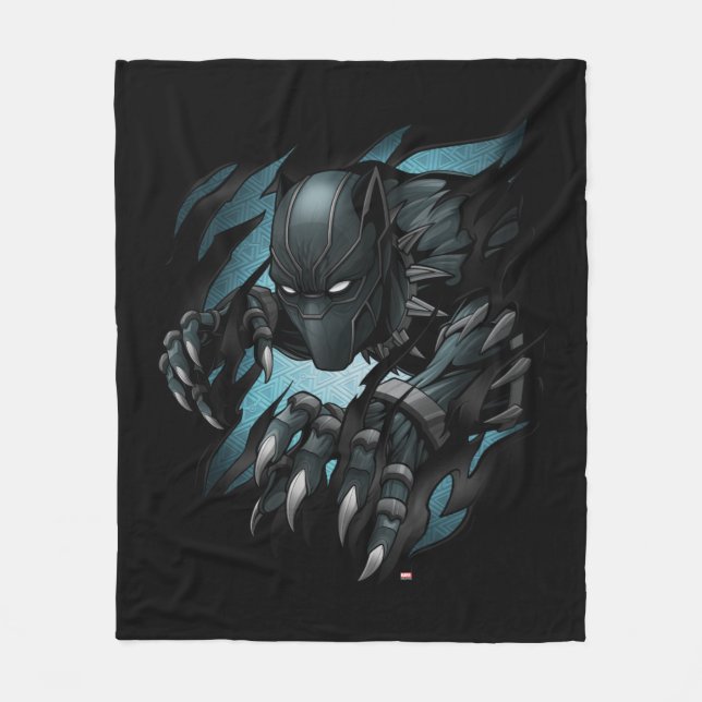Avengers Classics | Black Panther Tearing Through Fleece Blanket (Front)