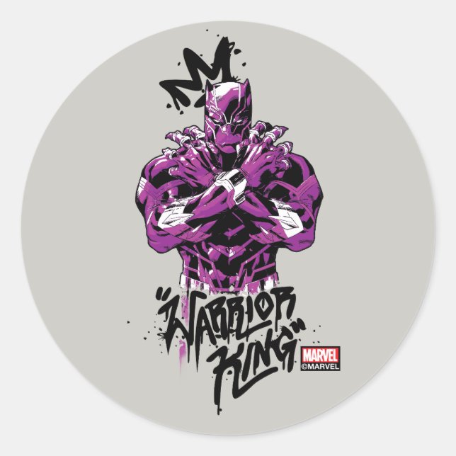 Avengers Classics | Black Panther Warrior King Classic Round Sticker (Front)