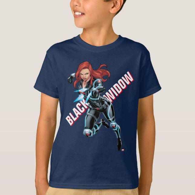 Avengers Classics | Black Widow Attack T-Shirt (Front)